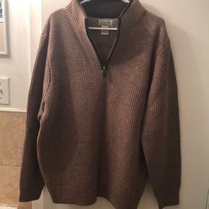 L.L. Bean brown pullover quarter zip up sweater